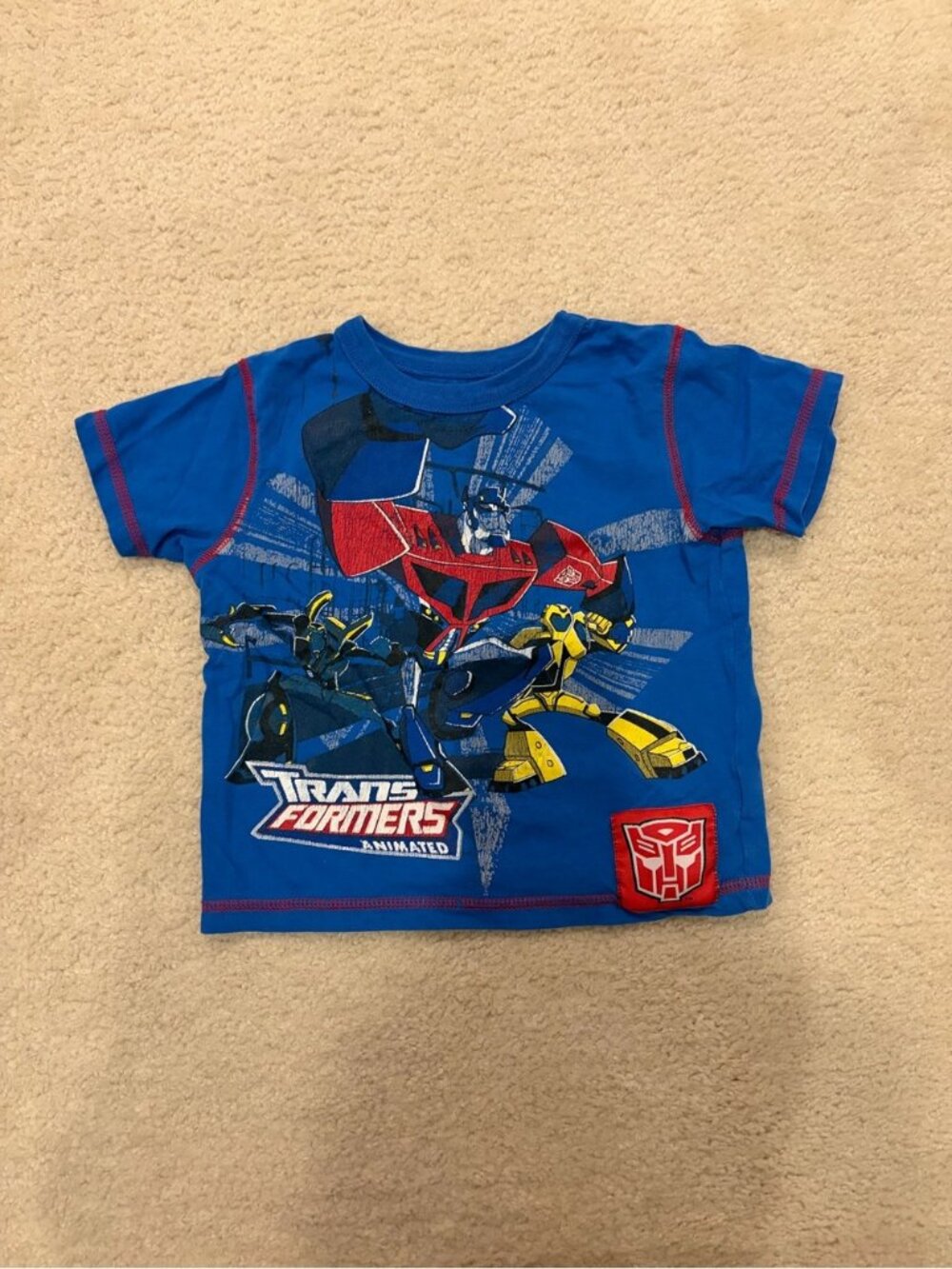 Vintage Transformers Animated Tee Optimus Prime Bumblebee Blue Y2K 2000s Kids 4T